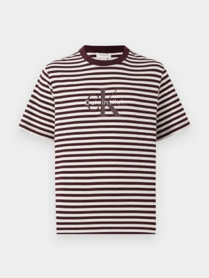 T-shirt z nadrukiem Calvin Klein Jeans jasny brąz