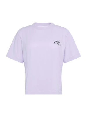 T-shirt z nadrukiem Calvin Klein Jeans liliowy