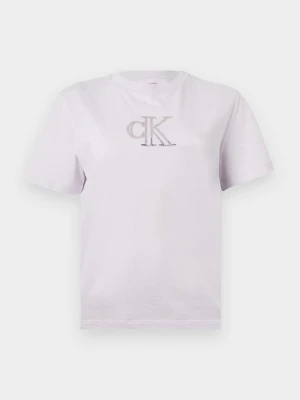 T-shirt z nadrukiem Calvin Klein Jeans liliowy