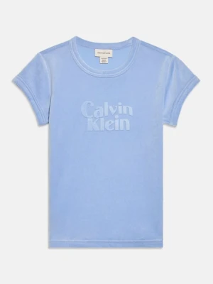 T-shirt z nadrukiem Calvin Klein Jeans liliowy