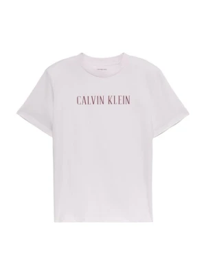 T-shirt z nadrukiem Calvin Klein Jeans liliowy