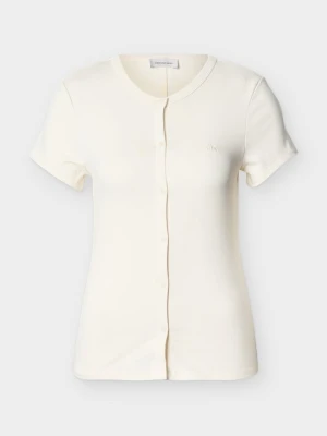 T-shirt z nadrukiem Calvin Klein Jeans mleczny