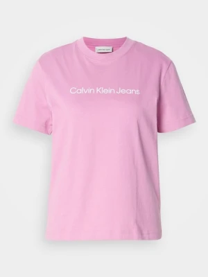 T-shirt z nadrukiem Calvin Klein Jeans różowy