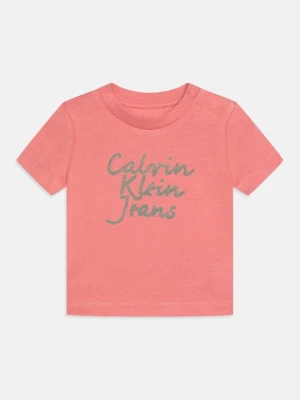 T-shirt z nadrukiem Calvin Klein Jeans różowy