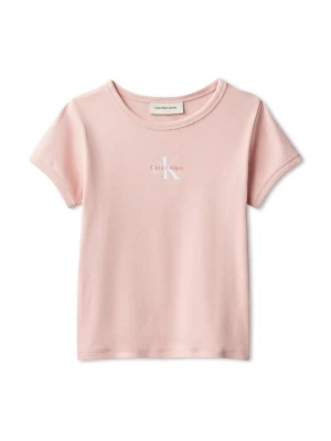T-shirt z nadrukiem Calvin Klein Jeans różowy