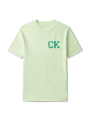 T-shirt z nadrukiem Calvin Klein Jeans zielony