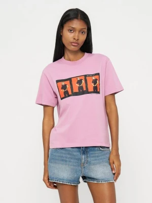 T-shirt z nadrukiem Calvin Klein różowy
