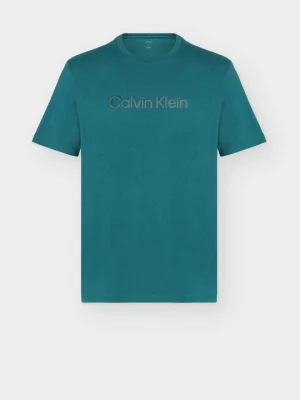 T-shirt z nadrukiem Calvin Klein turkusowy
