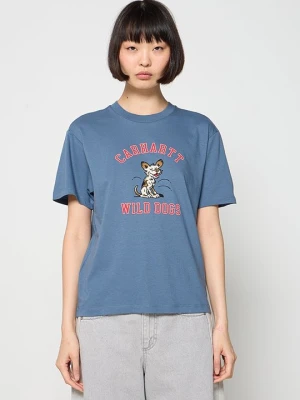 T-shirt z nadrukiem Carhartt WIP jasnoniebieski