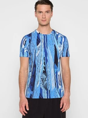 T-shirt z nadrukiem Carlo Colucci niebieski