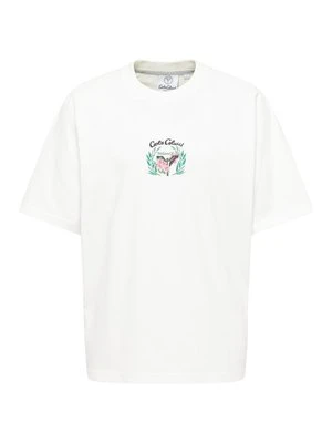 T-shirt z nadrukiem Carlo Colucci mleczny