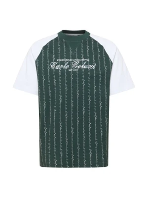 T-shirt z nadrukiem Carlo Colucci ciemnozielony