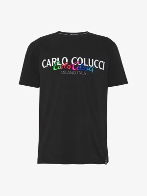 T-shirt z nadrukiem Carlo Colucci czarny