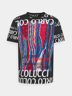 T-shirt z nadrukiem Carlo Colucci czarny