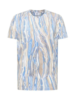 T-shirt z nadrukiem Carlo Colucci piaskowy