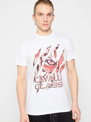 T-shirt z nadrukiem Cavalli Class biały