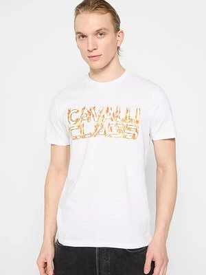 T-shirt z nadrukiem Cavalli Class biały