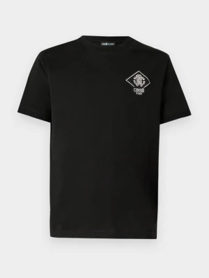 T-shirt z nadrukiem Cavalli UOMO czarny