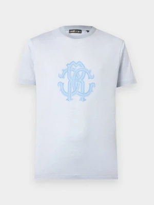 T-shirt z nadrukiem Cavalli UOMO jasnoniebieski