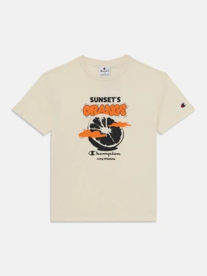 T-shirt z nadrukiem Champion beżowy