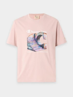 T-shirt z nadrukiem Champion brązowy