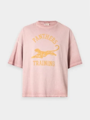 T-shirt z nadrukiem Champion brązowy melanż