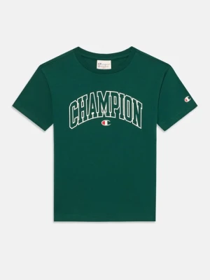 T-shirt z nadrukiem Champion ciemnozielony