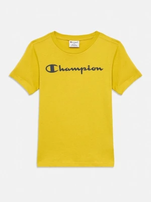 T-shirt z nadrukiem Champion ciemnożółty