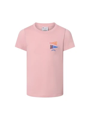 T-shirt z nadrukiem Champion jasnoróżowy