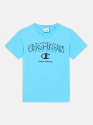 T-shirt z nadrukiem Champion niebieski