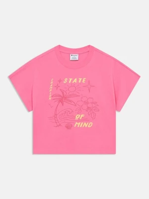 T-shirt z nadrukiem Champion różowy