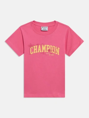 T-shirt z nadrukiem Champion różowy
