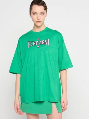 T-shirt z nadrukiem Chiara Ferragni zielony