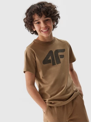 T-shirt z nadrukiem chłopięcy - beżowy 4F