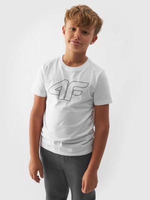 T-shirt z nadrukiem chłopięcy - biały 4F