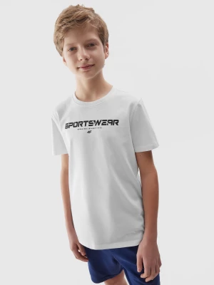 T-shirt z nadrukiem chłopięcy - biały 4F