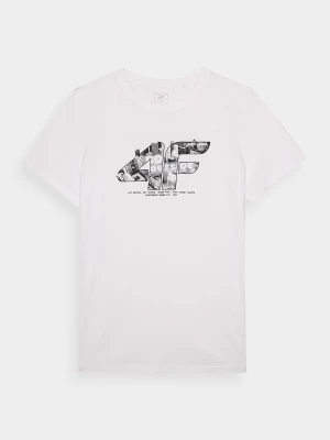T-shirt z nadrukiem chłopięcy - biały 4F