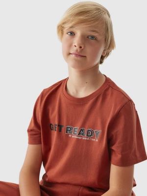 T-shirt z nadrukiem chłopięcy - bordowy 4F