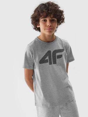 T-shirt z nadrukiem chłopięcy - chłodny jasny szary 4F