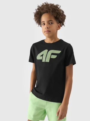 T-shirt z nadrukiem chłopięcy - czarny 4F
