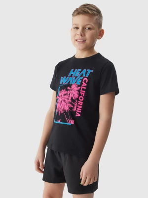 T-shirt z nadrukiem chłopięcy - czarny 4F