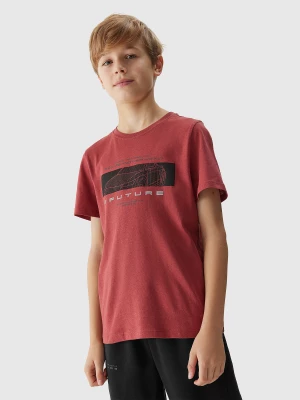 T-shirt z nadrukiem chłopięcy - czerwony 4F JUNIOR