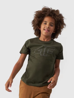 4F T-shirt z nadrukiem chłopięcy - khaki 140 (9-10 lat)