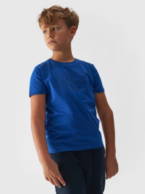 T-shirt z nadrukiem chłopięcy - kobaltowy 4F JUNIOR