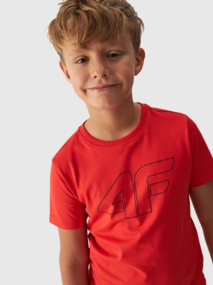 T-shirt z nadrukiem chłopięcy - pomarańczowy 4F
