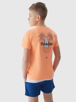 T-shirt z nadrukiem chłopięcy - pomarańczowy 4F JUNIOR