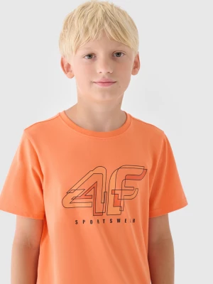 T-shirt z nadrukiem chłopięcy - pomarańczowy 4F
