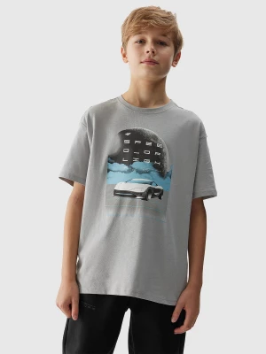T-shirt z nadrukiem chłopięcy - szary 4F