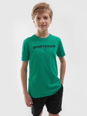 T-shirt z nadrukiem chłopięcy - zielony 4F