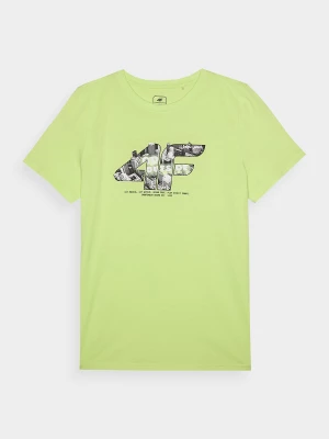 T-shirt z nadrukiem chłopięcy - zielony 4F JUNIOR